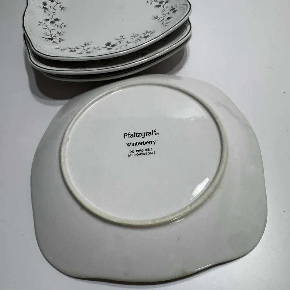 Lot 4 Pfaltzgraff Winterberry Square Salad Plate Set Christmas
